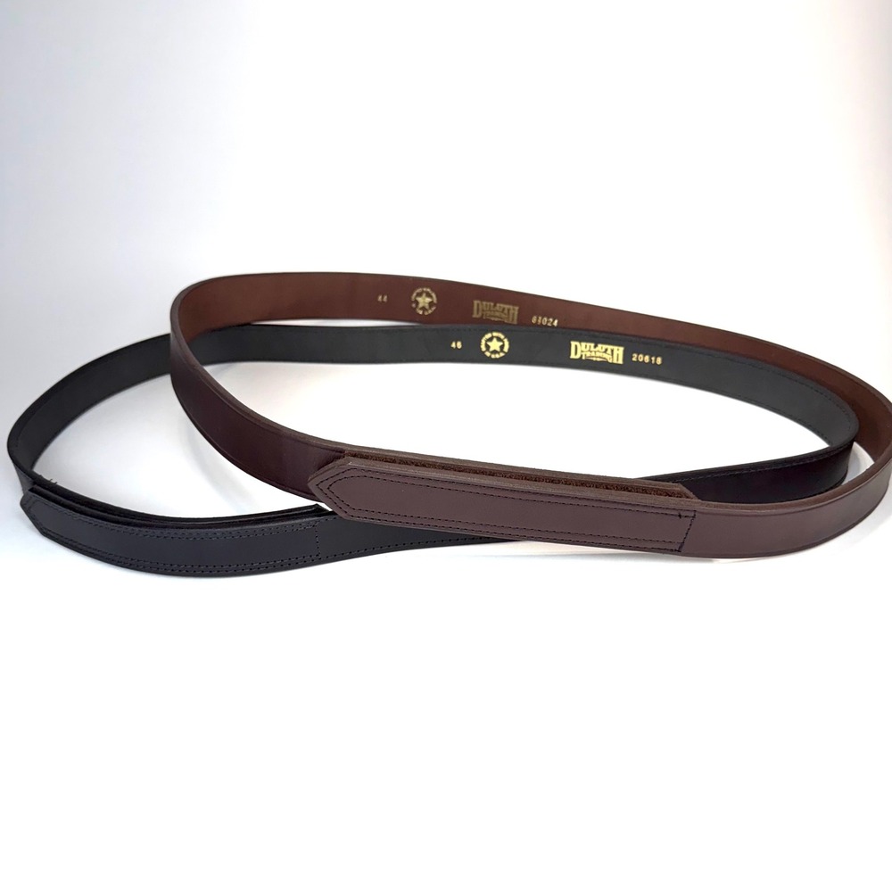 Duluth Trading Co Mens Leather Buckle Less Belts Set of 2 Brown 44 Black 46 USA
